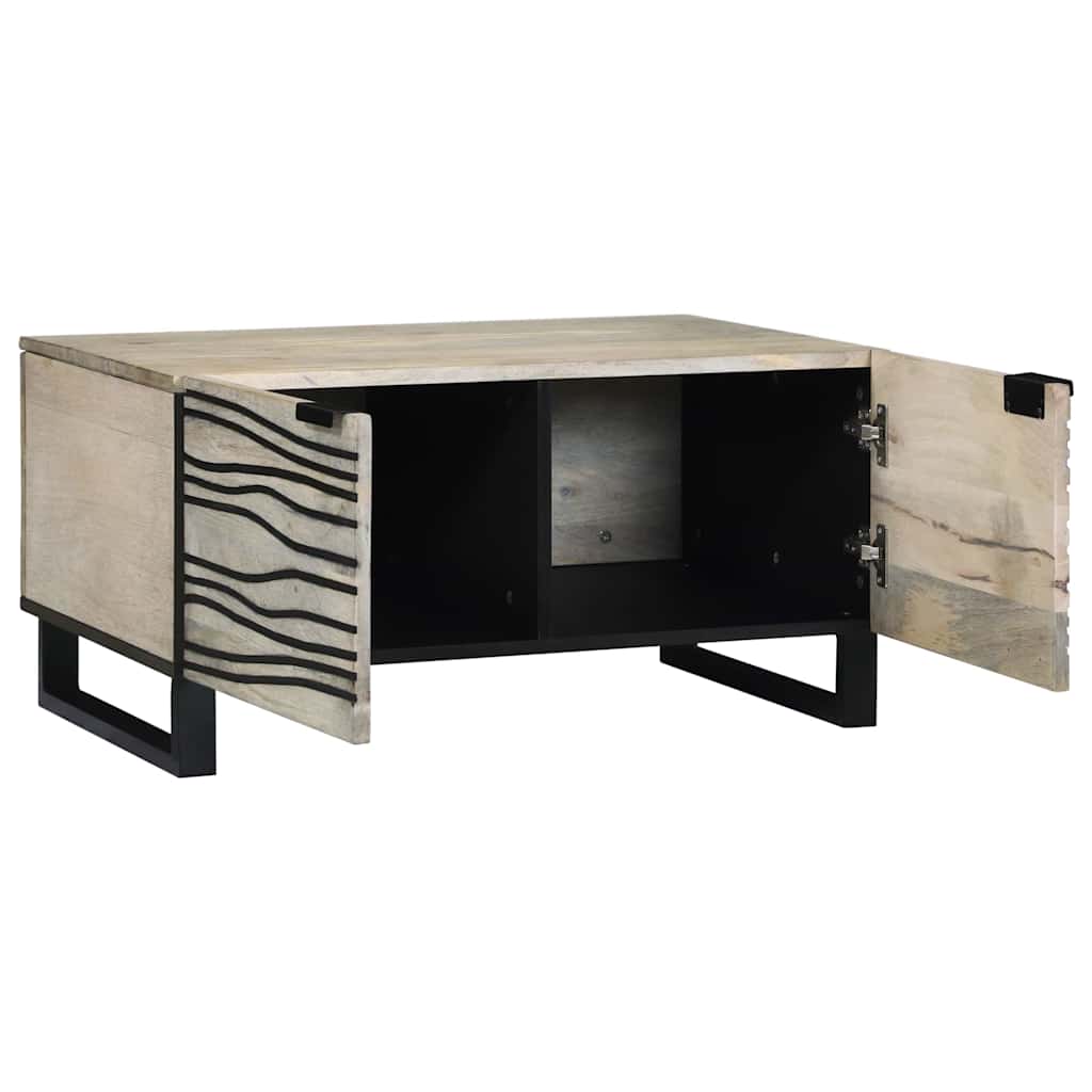 Table basse Beige et Noir 80 x 50 x 40 cm Bois d'acacia massif - XIOS