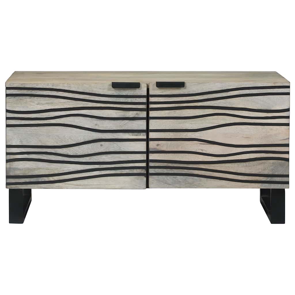 Table basse Beige et Noir 80 x 50 x 40 cm Bois d'acacia massif - XIOS