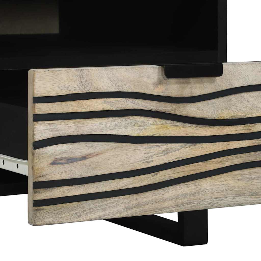 Table basse Blanc, Noir 80 x 54 x 40 cm bois de manguier massif - XIOS