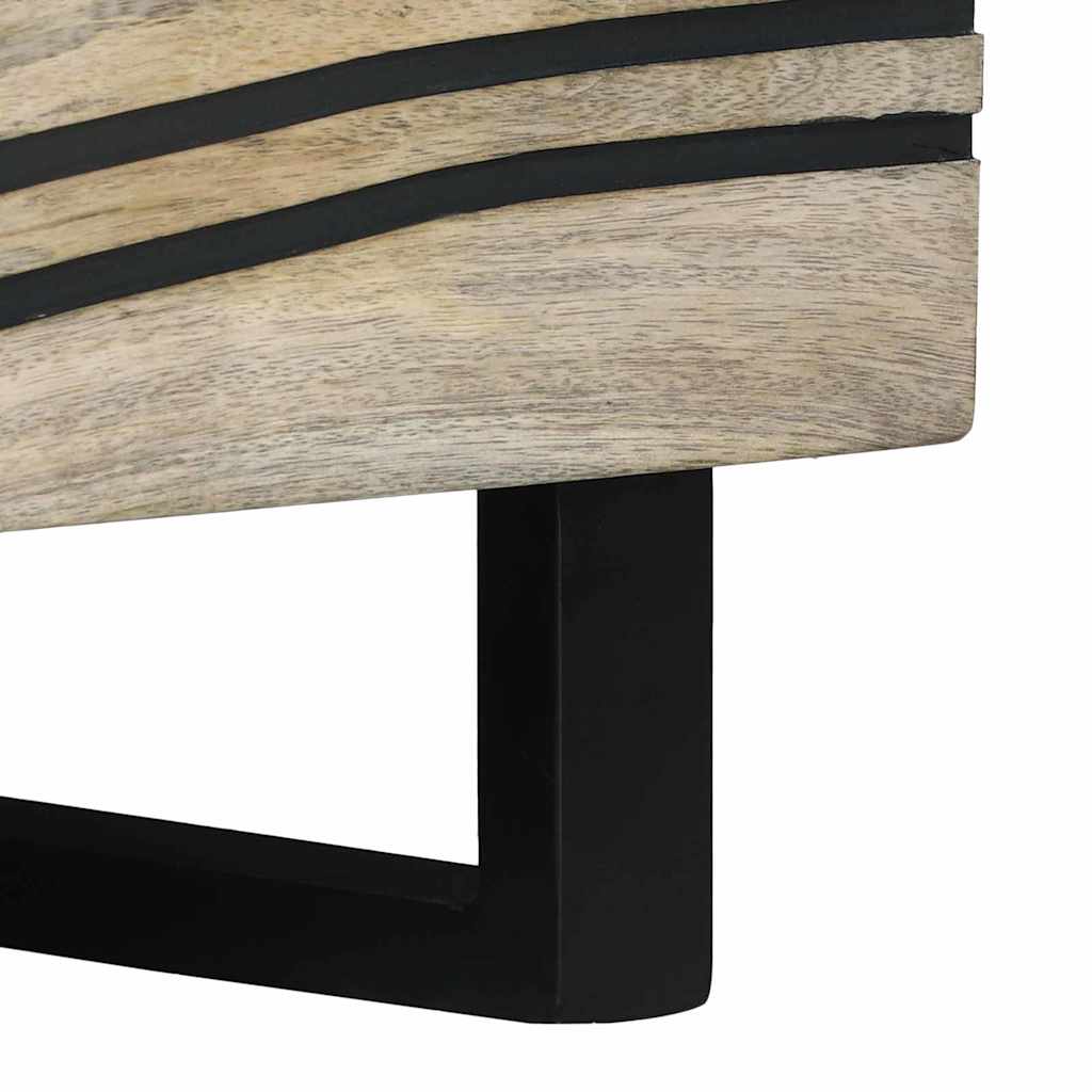 Table basse Blanc, Noir 80 x 54 x 40 cm bois de manguier massif - XIOS