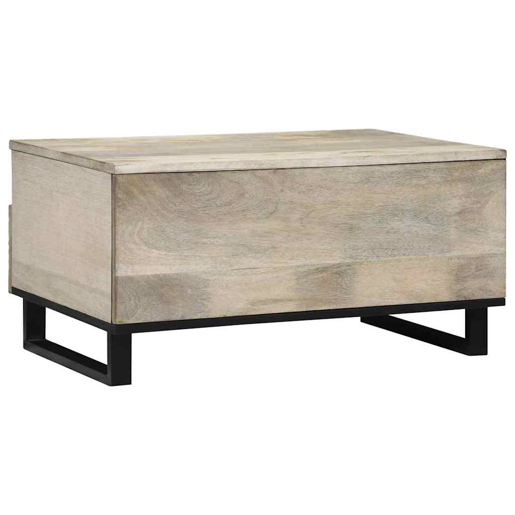 Table basse Blanc, Noir 80 x 54 x 40 cm bois de manguier massif - XIOS