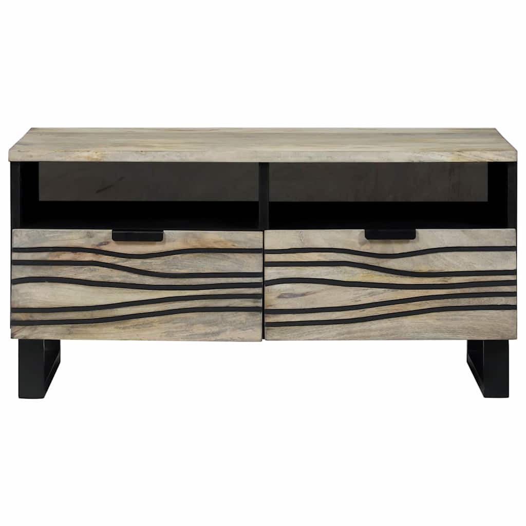 Table basse Blanc, Noir 80 x 54 x 40 cm bois de manguier massif - XIOS
