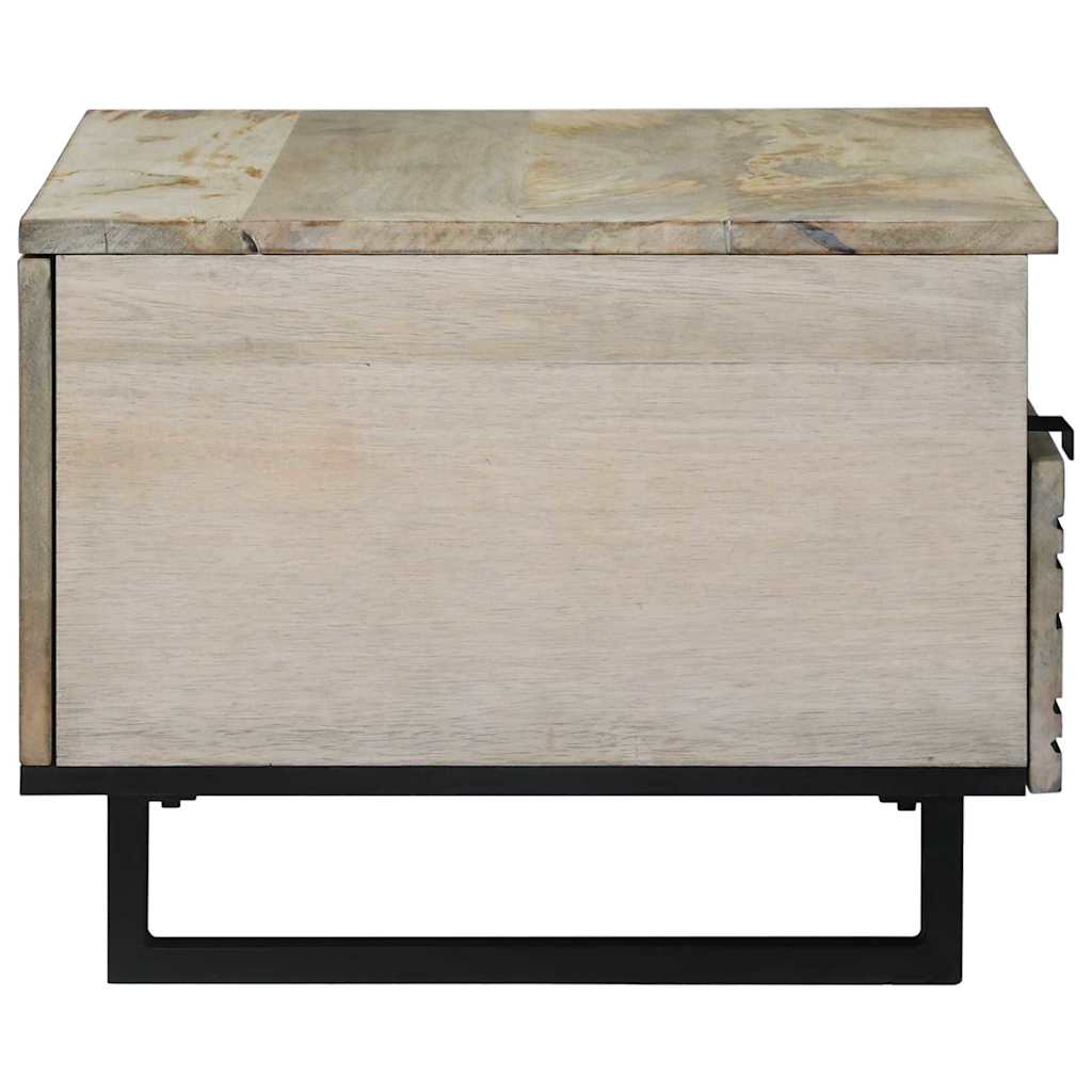 Table basse Blanc, Noir 80 x 54 x 40 cm bois de manguier massif - XIOS