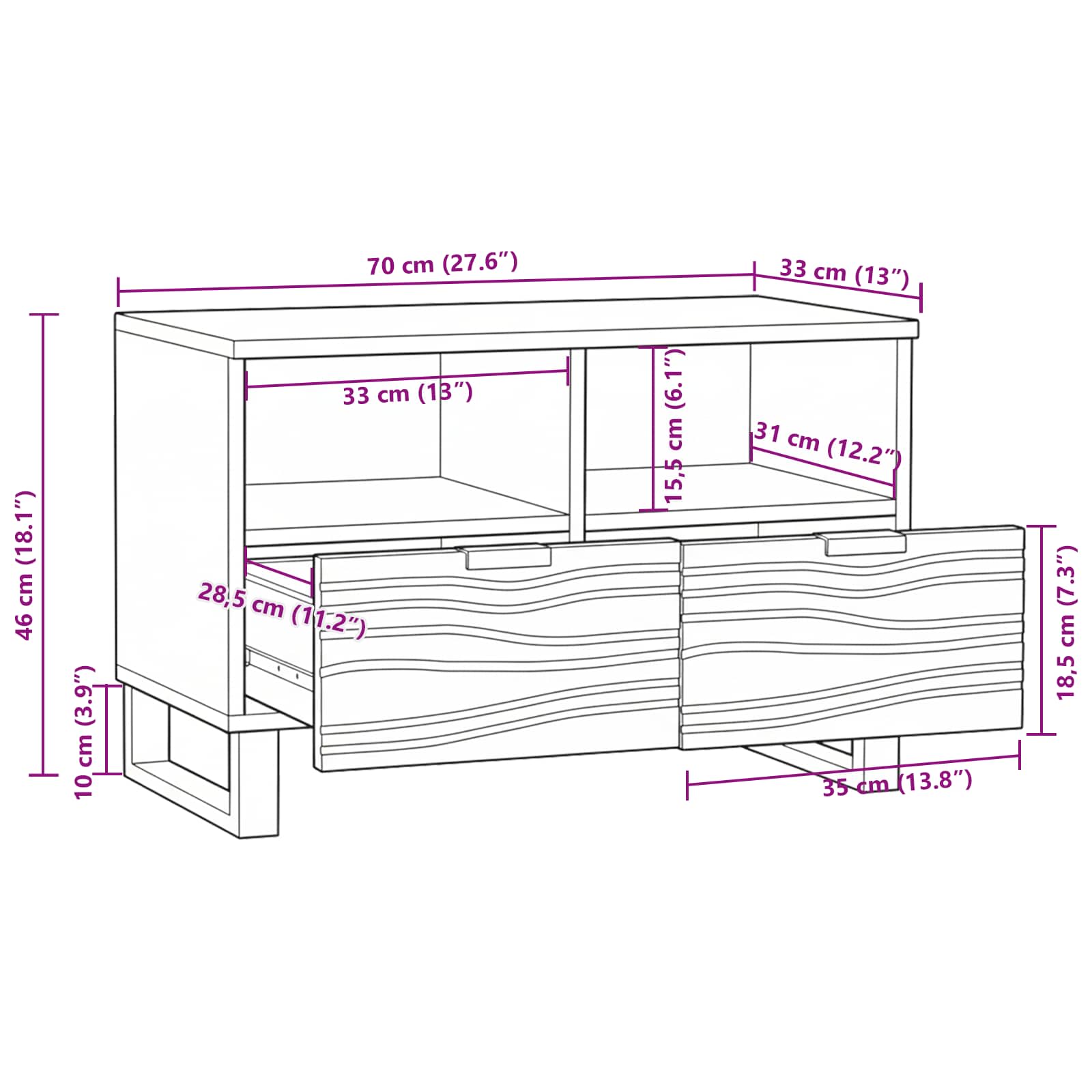 Unites TV avec tiroir Noyer 70 x 33 x 46 cm Bois d'ingénierie - XIOS