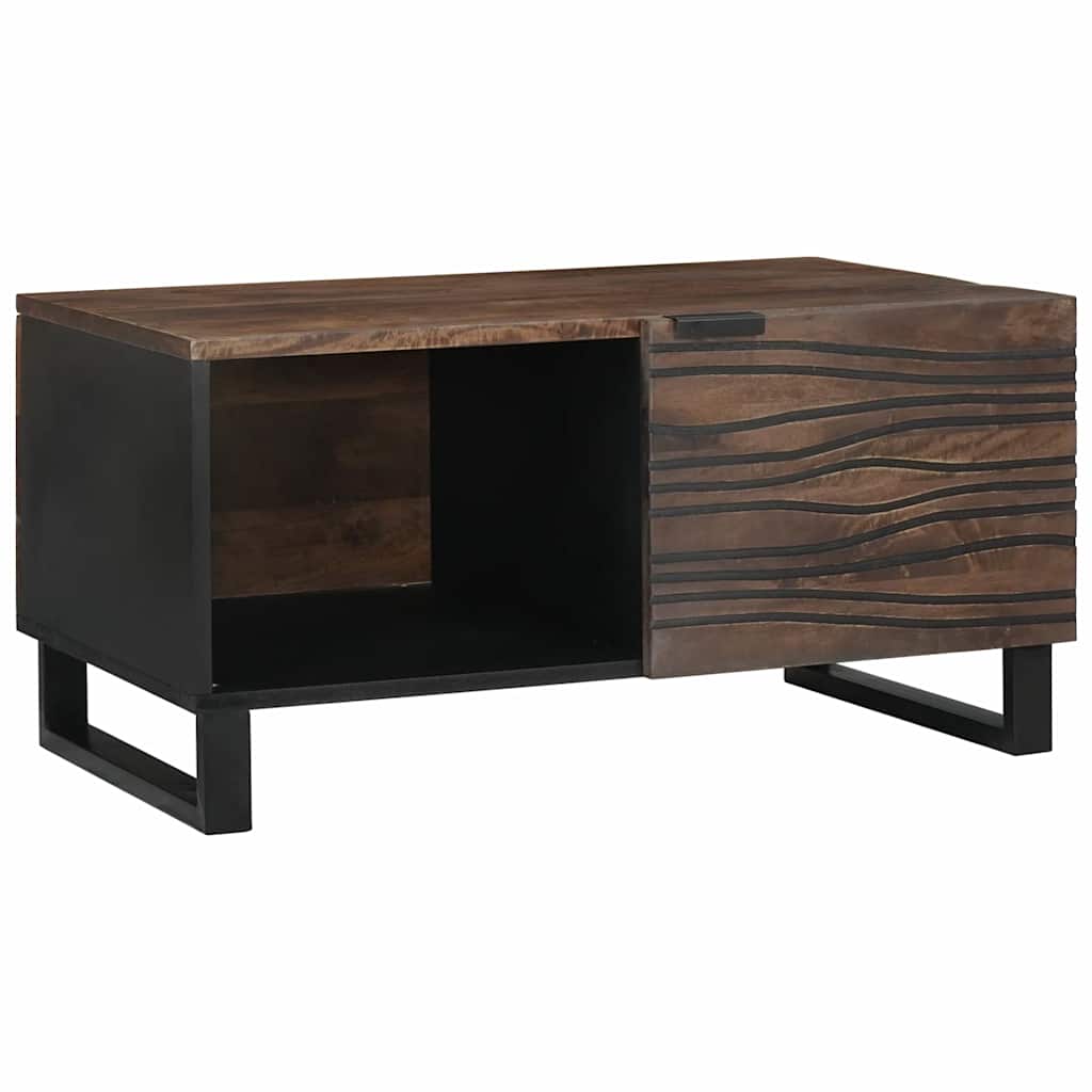 Table basse Marron et Noir 80 x 50 x 40 cm Bois d'acacia massif - XIOS