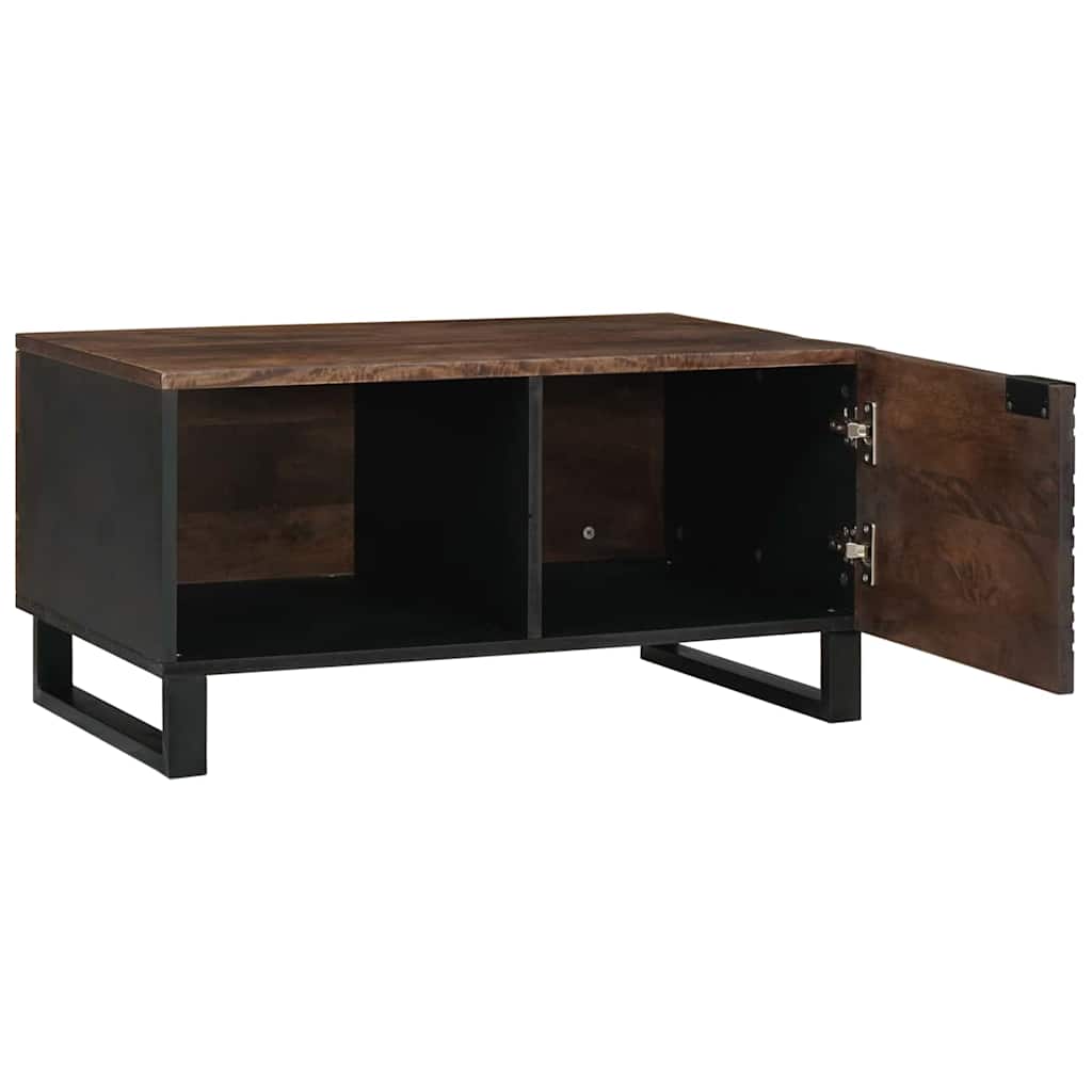 Table basse Marron et Noir 80 x 50 x 40 cm Bois d'acacia massif - XIOS