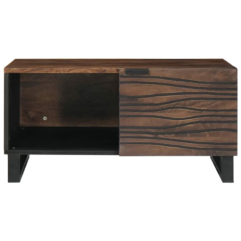 Table basse Marron et Noir 80 x 50 x 40 cm Bois d'acacia massif - XIOS