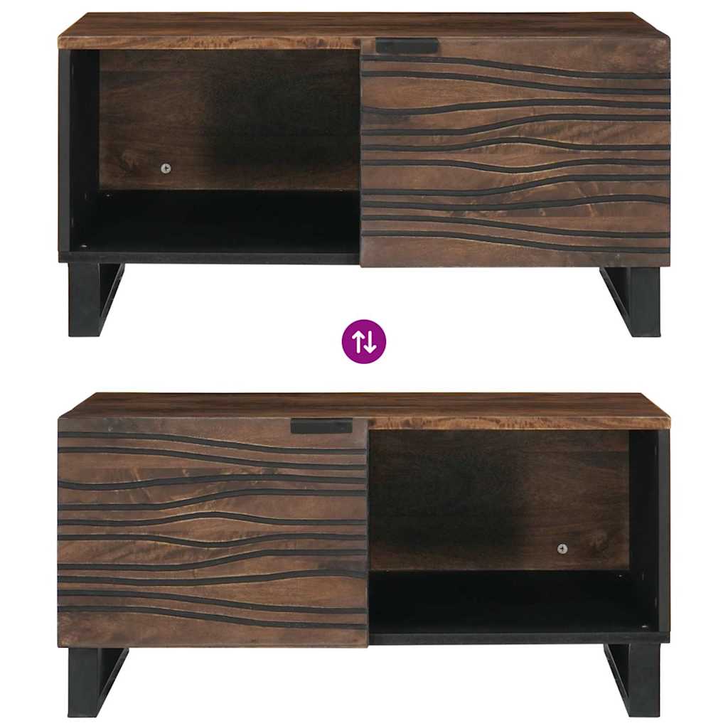 Table basse Marron et Noir 80 x 50 x 40 cm Bois d'acacia massif - XIOS