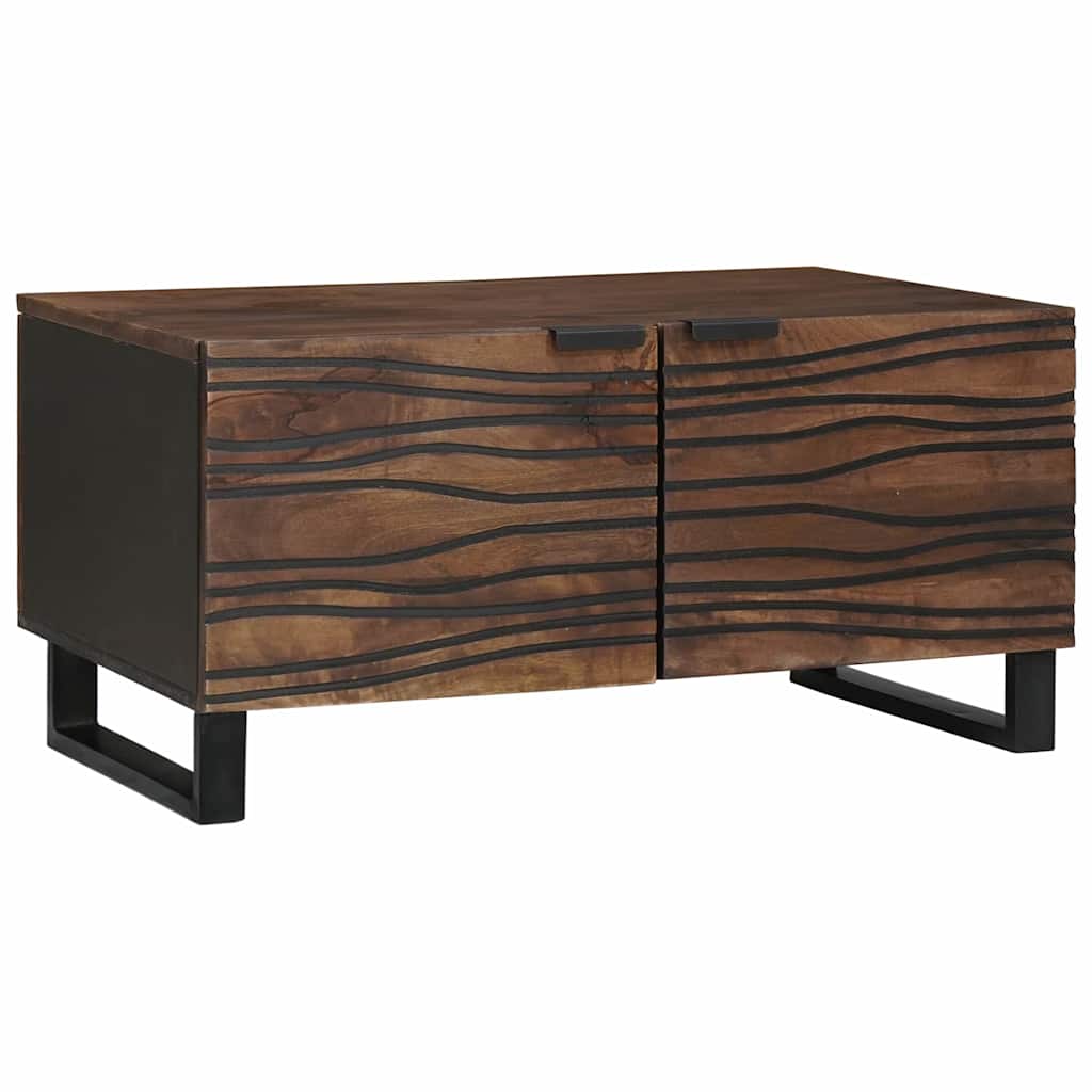 Table basse Marron et Noir 80 x 50 x 40 cm Bois d'acacia massif - XIOS