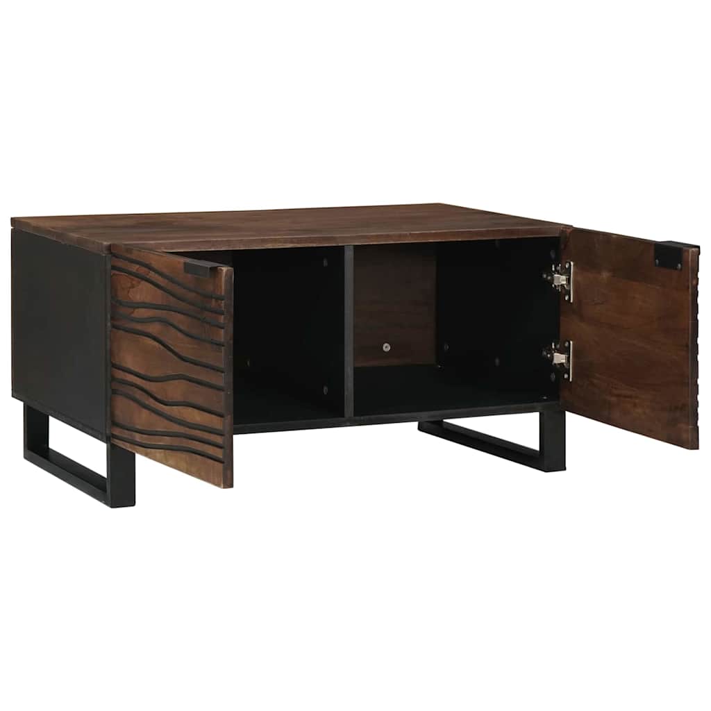Table basse Marron et Noir 80 x 50 x 40 cm Bois d'acacia massif - XIOS