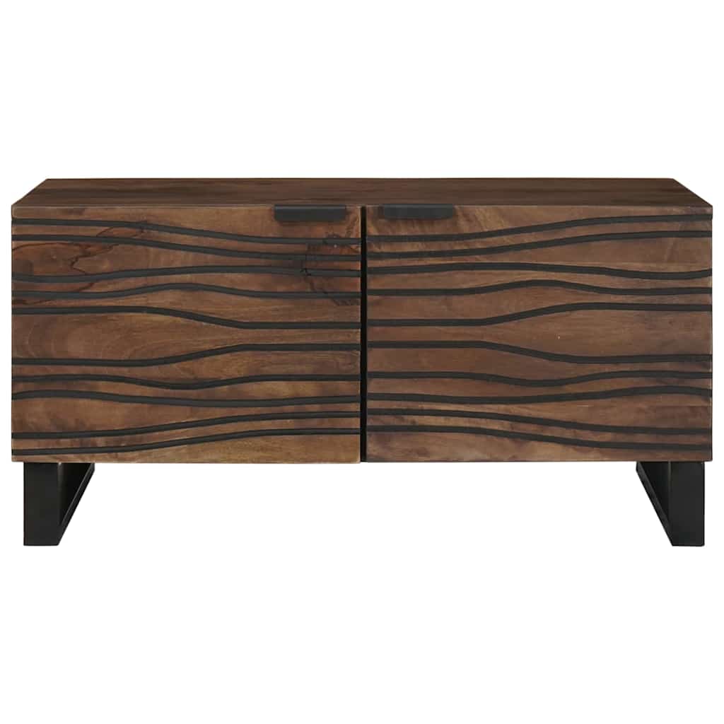 Table basse Marron et Noir 80 x 50 x 40 cm Bois d'acacia massif - XIOS