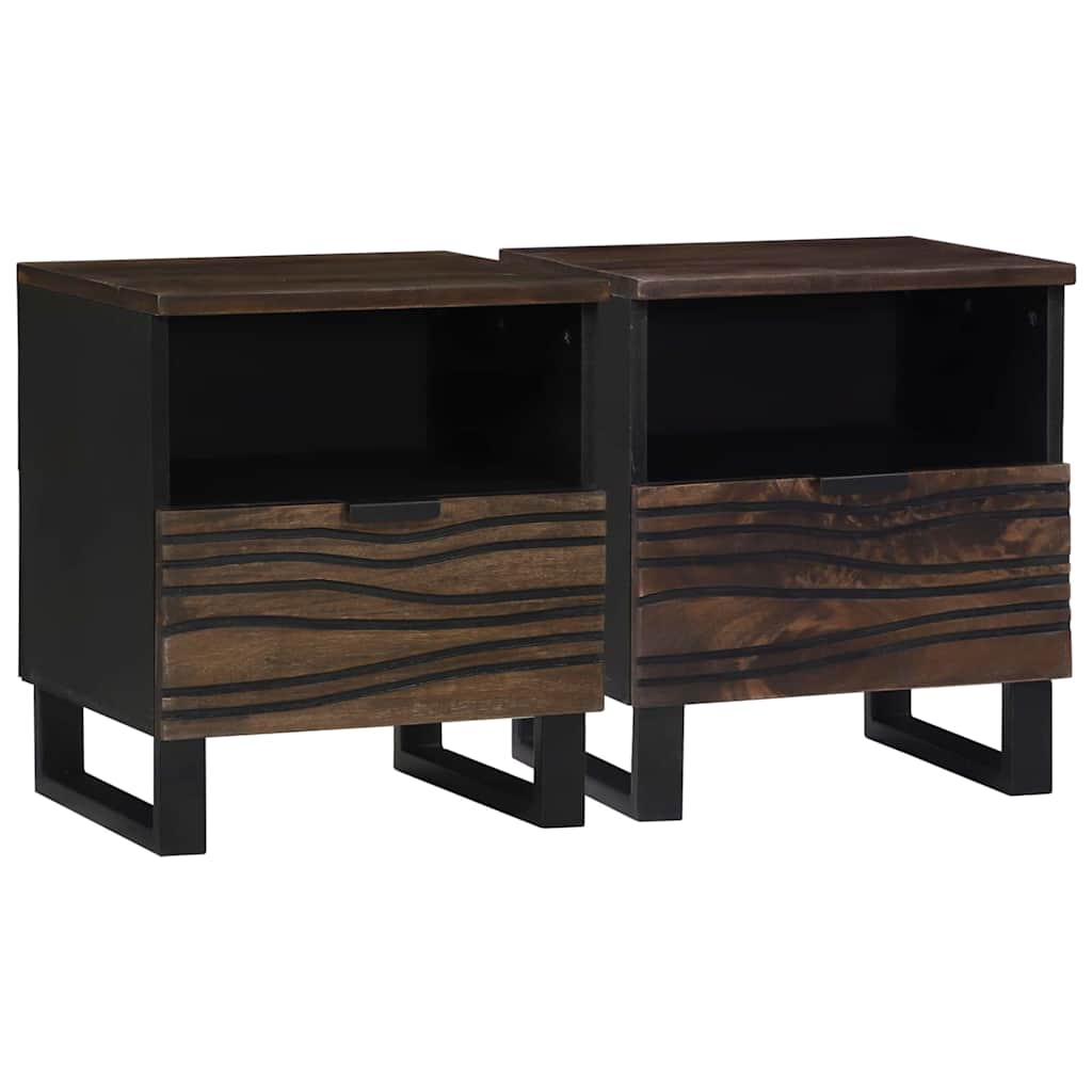Cabinet de chevet avec tiroir 2 pcs Noyer 40 x 33 x 46 cm - XIOS