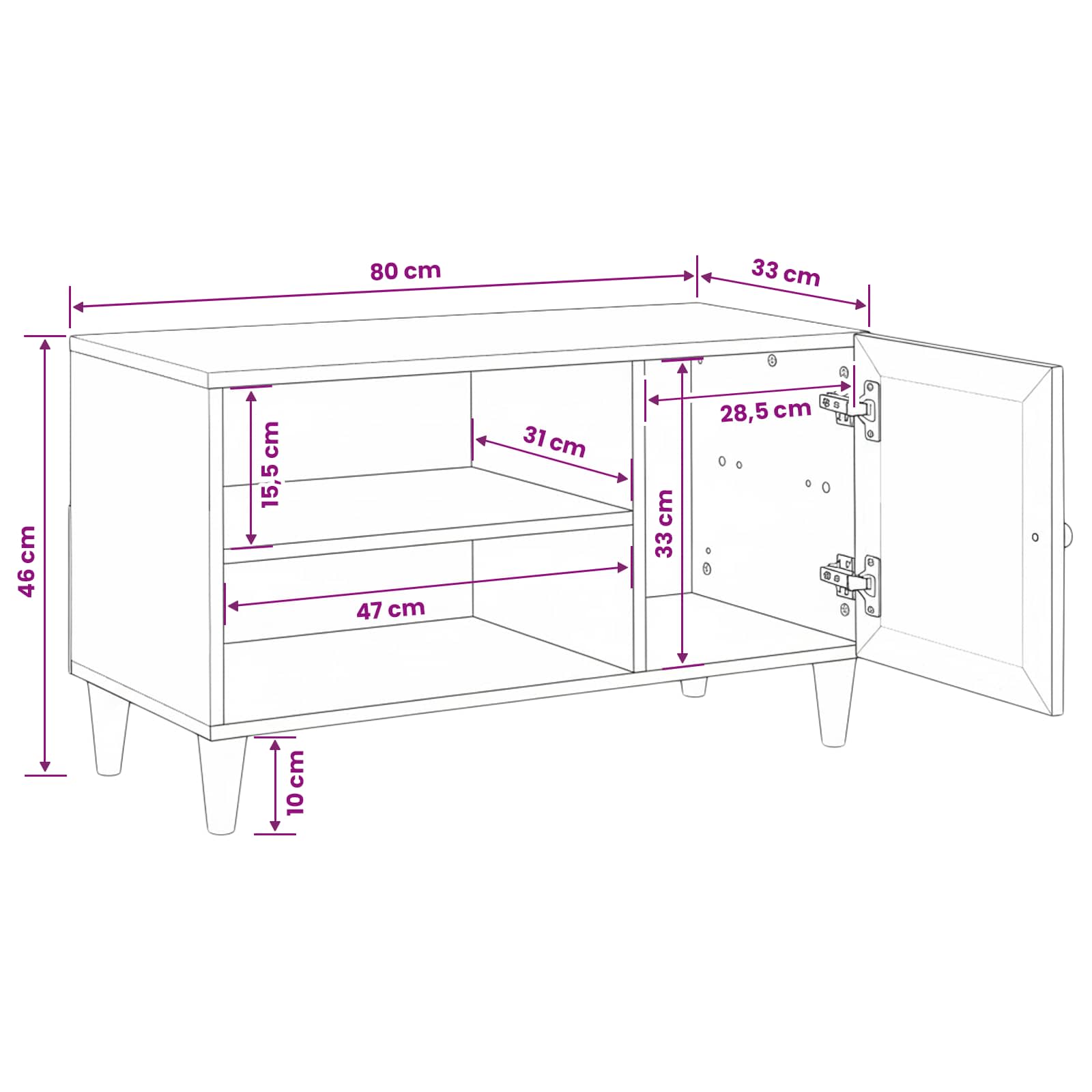 Unites TV Marron Clair 80 x 33 x 46 cm Bois d'ingénierie - XIOS