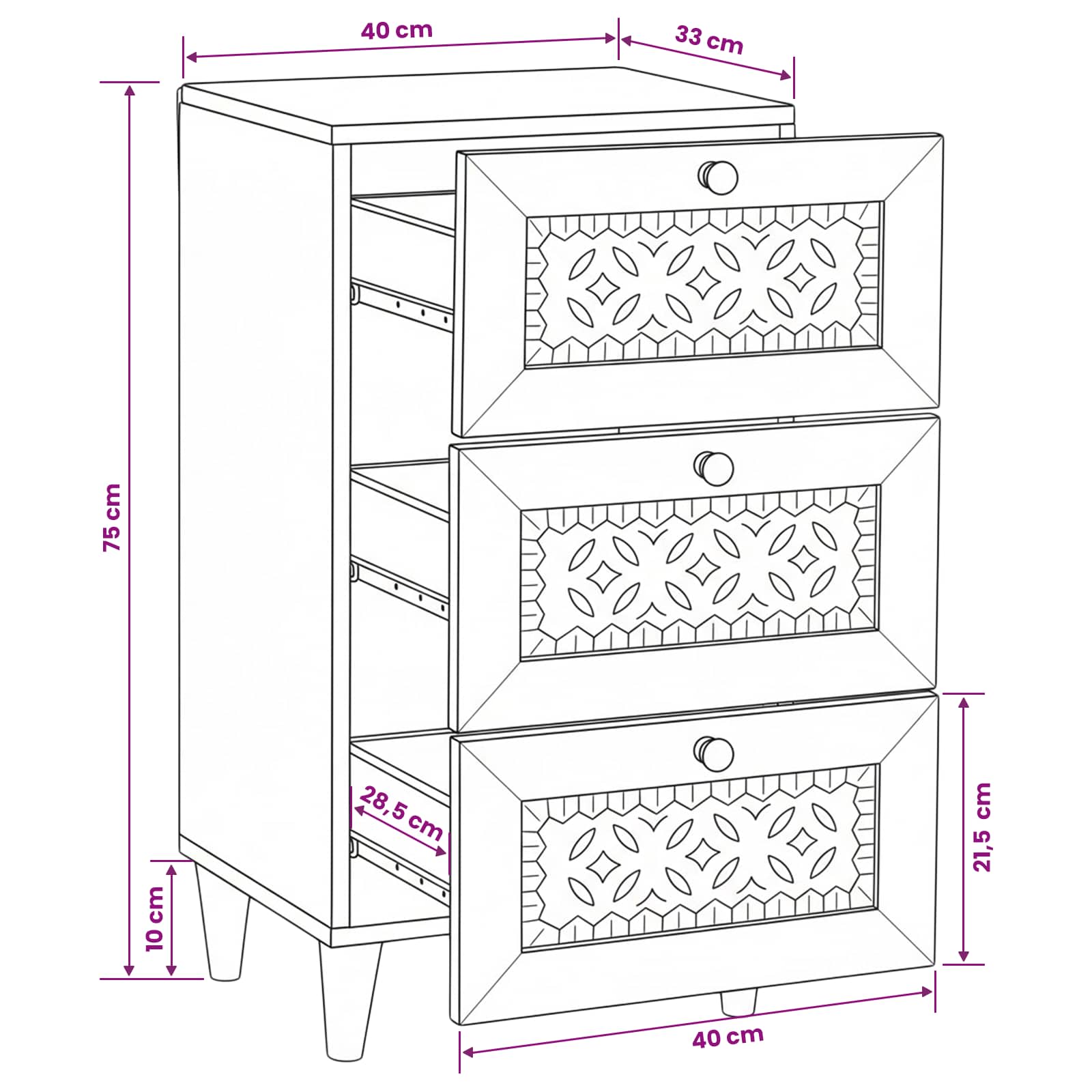 Buffet avec tiroir Marron clair 33,5 x 40 x 75 cm - XIOS