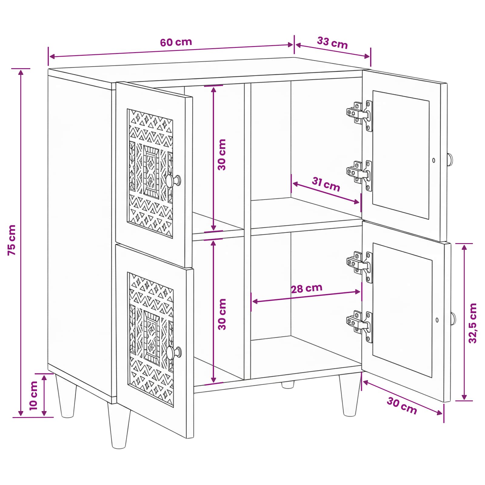 Buffet Marron clair 33,5 x 60 x 75 cm - XIOS