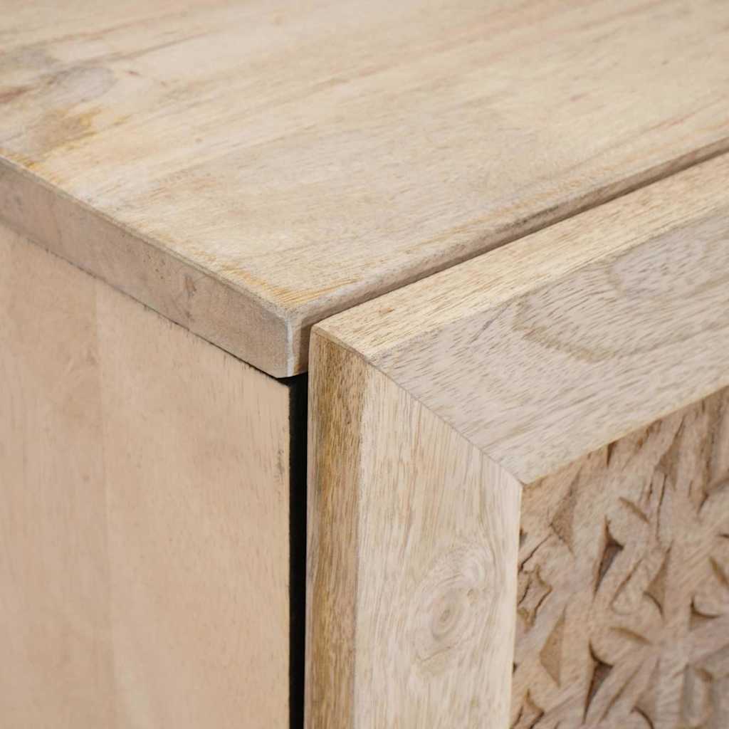 Table de chevet Beige 40 x 33 x 46 cm bois de manguier massif - XIOS