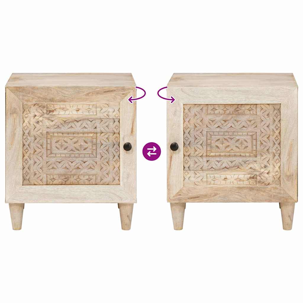 Cabinet de chevet Beige 40 x 33 x 46 cm Bois d'acacia massif - XIOS