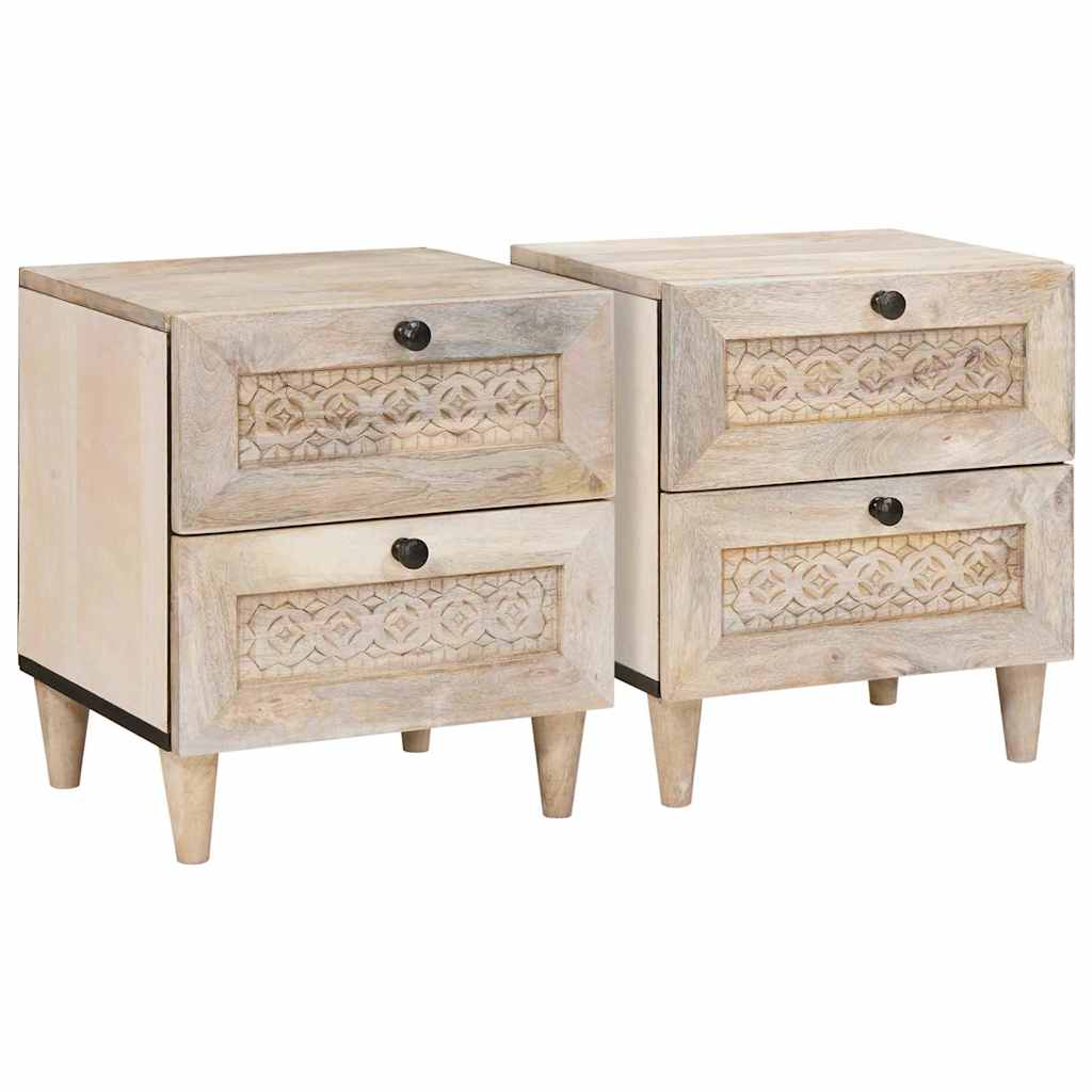 Table de chevet avec tiroir 2 pcs Beige 40 x 33 x 46 cm - XIOS