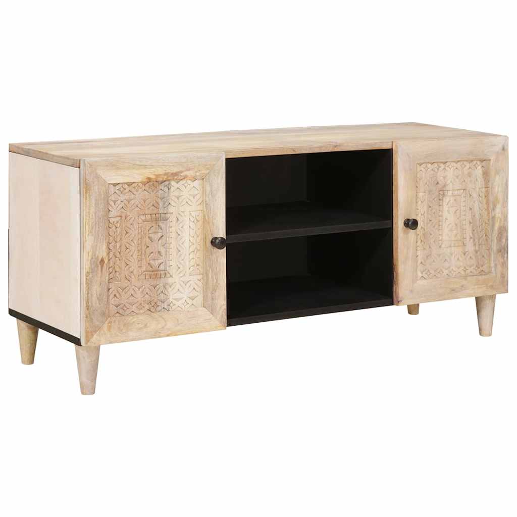 Meuble TV Blanc 105 x 33 x 46 cm bois de manguier massif - XIOS