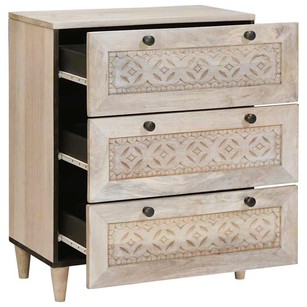 Buffet 60 x 33 x 75 cm bois de manguier massif Blanc
