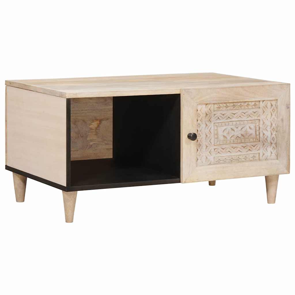 Table basse Beige 80 x 50 x 40 cm bois de manguier massif