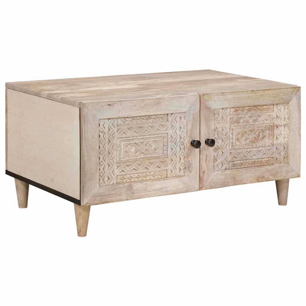 Table basse Beige 80 x 50 x 40 cm bois de manguier massif - XIOS