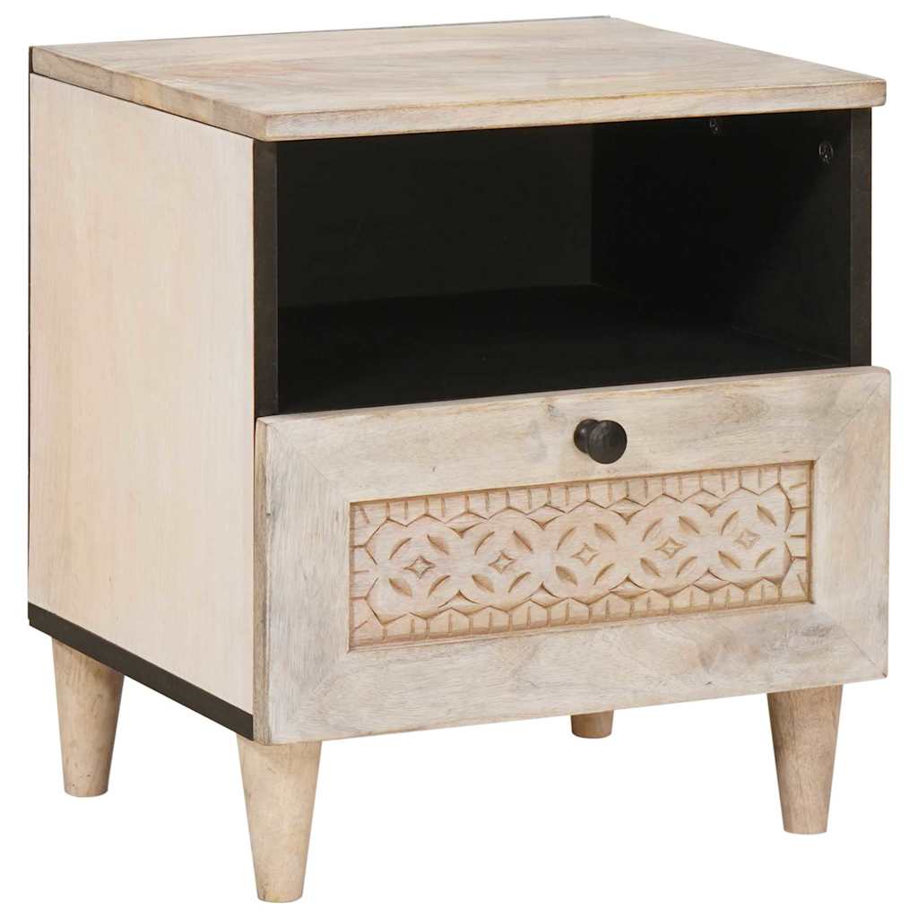 Cabinet de chevet Beige 40 x 33 x 46 cm Bois d'acacia massif - XIOS