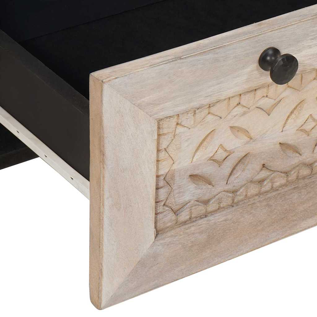 Table de chevet Beige 50 x 33 x 60 cm bois de manguier massif - XIOS