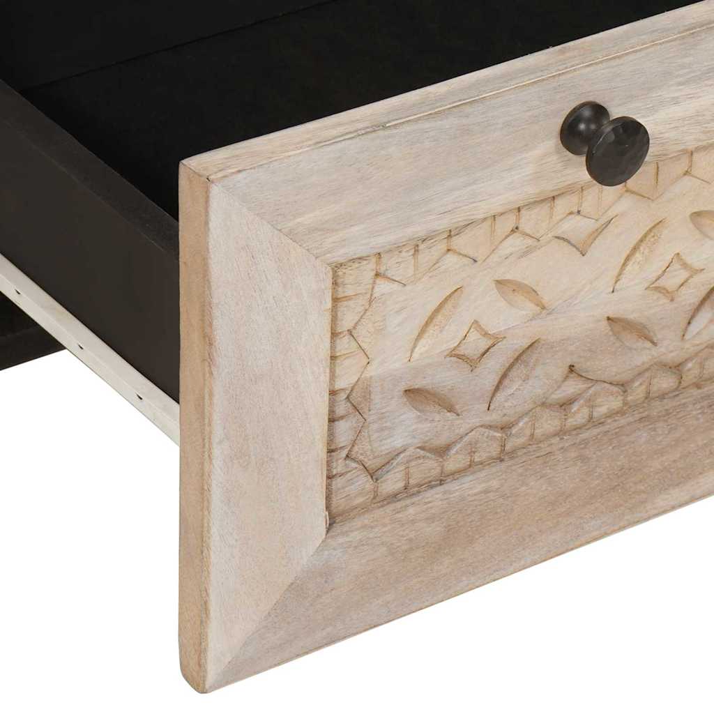 Table de chevet Beige 50 x 33 x 60 cm bois de manguier massif - XIOS