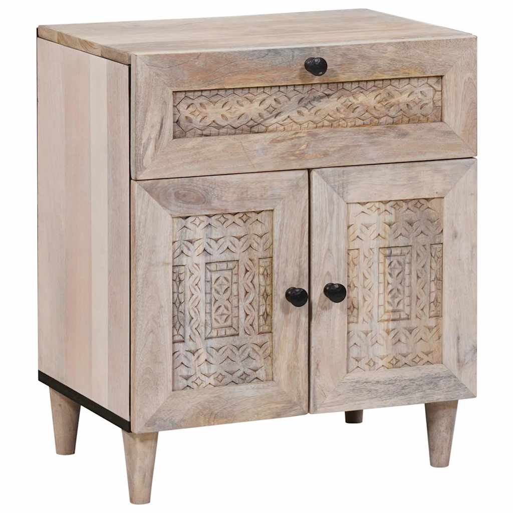 Table de chevet Beige 50 x 33 x 60 cm bois de manguier massif - XIOS
