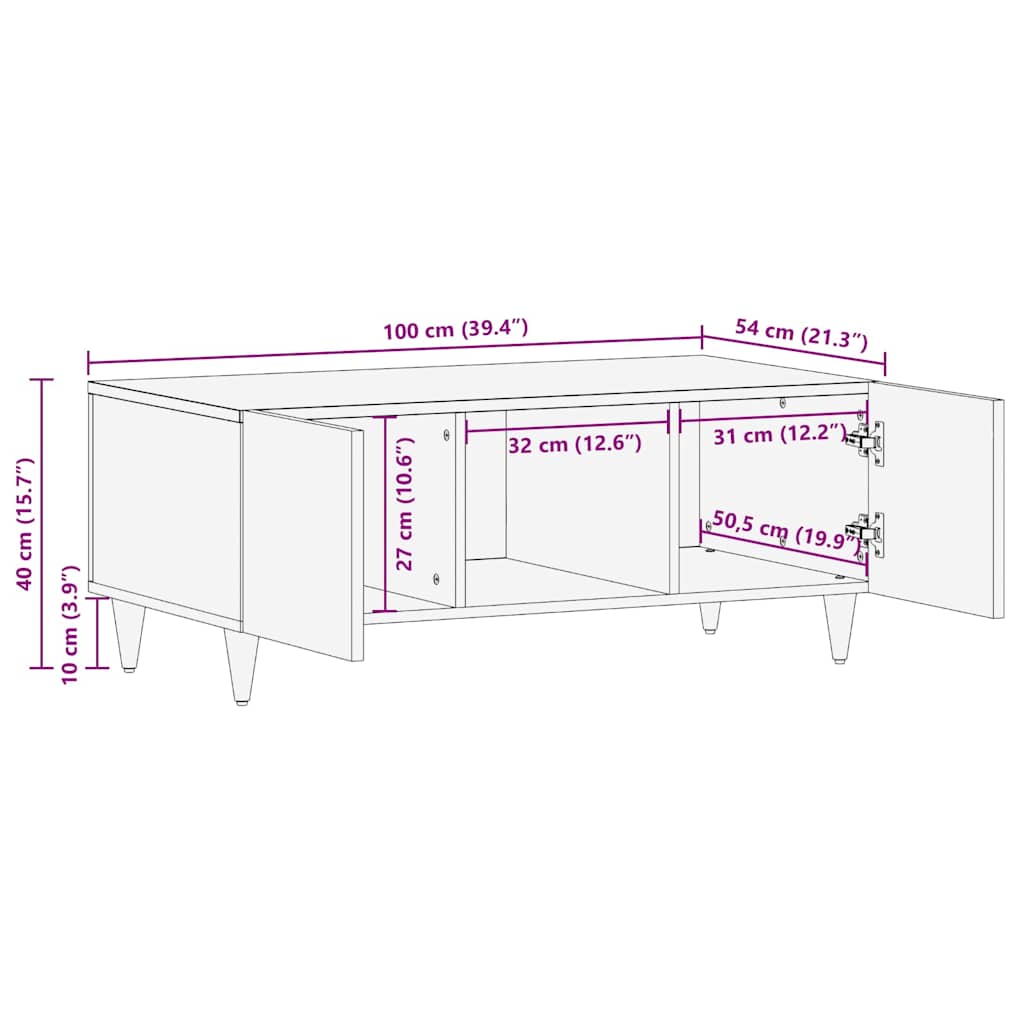 Table basse Beige 100 x 54 x 40 cm Bois d'acacia massif - XIOS