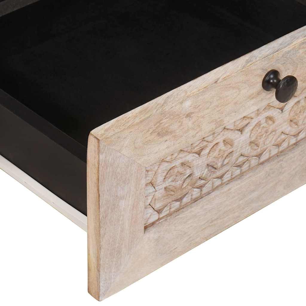 Table basse Blanc 80 x 54 x 40 cm Bois d'acacia massif - XIOS