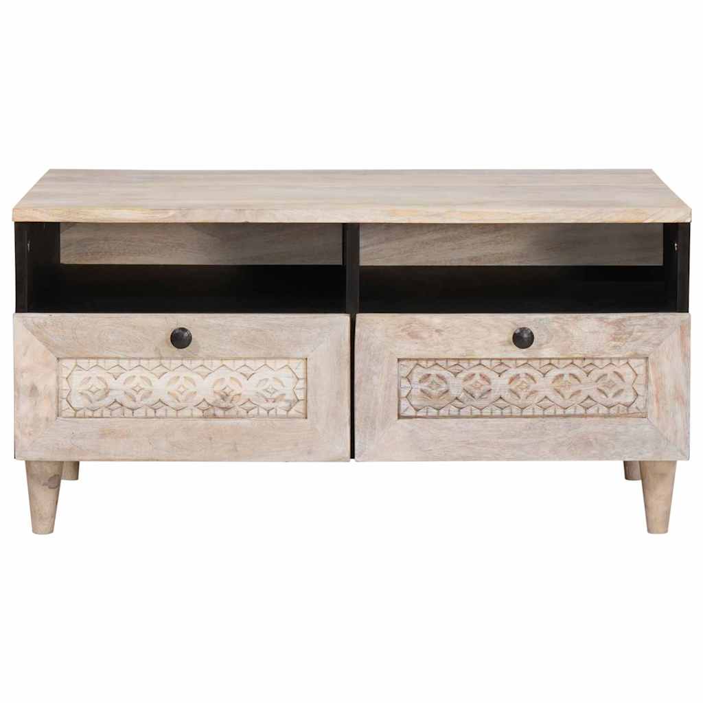 Table basse Blanc 80 x 54 x 40 cm Bois d'acacia massif - XIOS