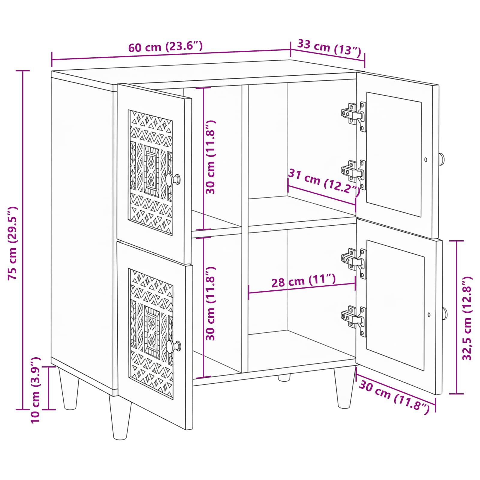 Buffet Blanc 33,5 x 60 x 75 cm - XIOS