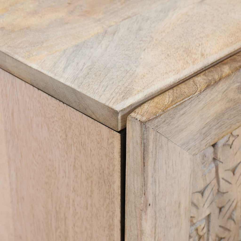 Buffet Blanc Blanchi 90 x 33 x 75 cm Bois de mangue massif