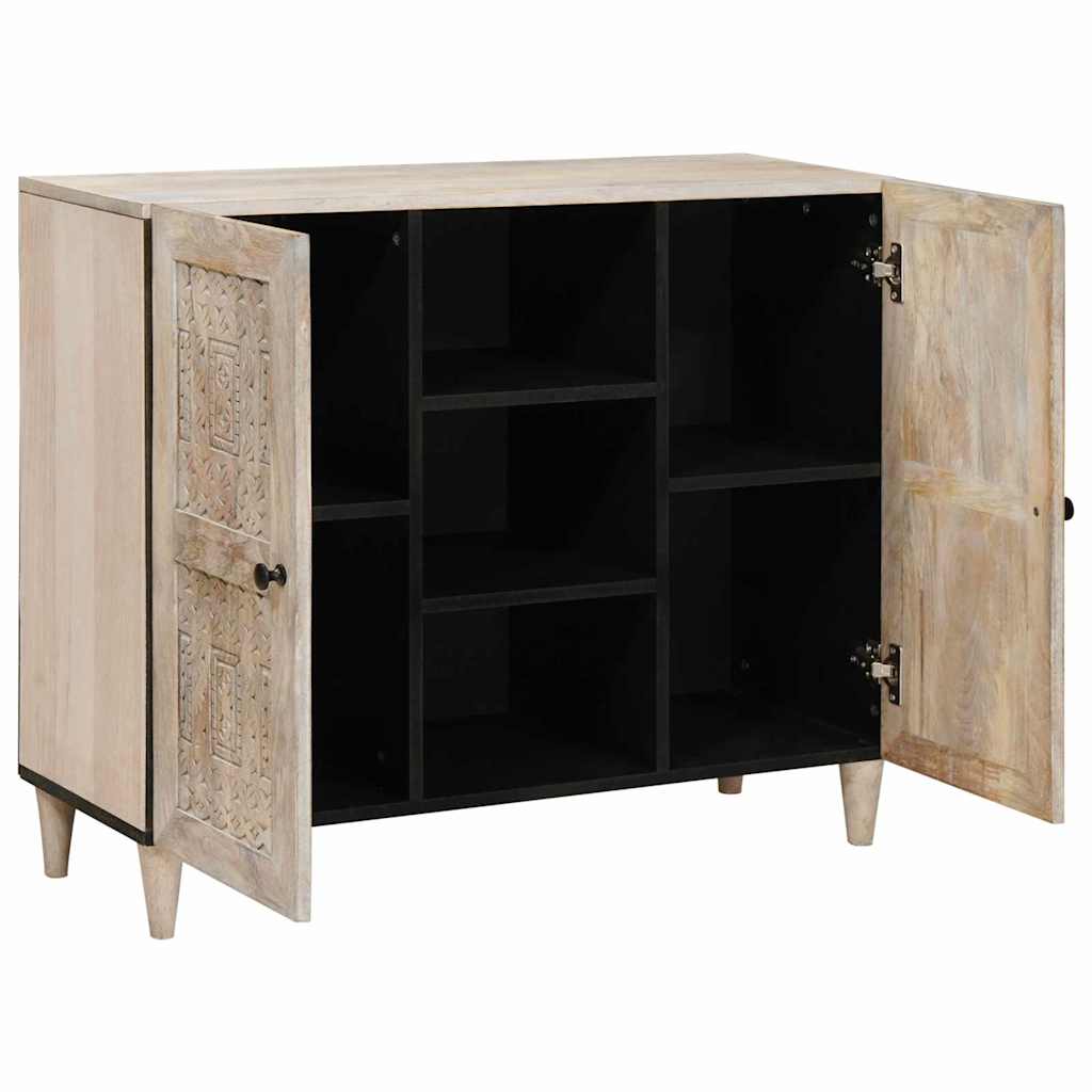Buffet Blanc Blanchi 90 x 33 x 75 cm Bois de mangue massif