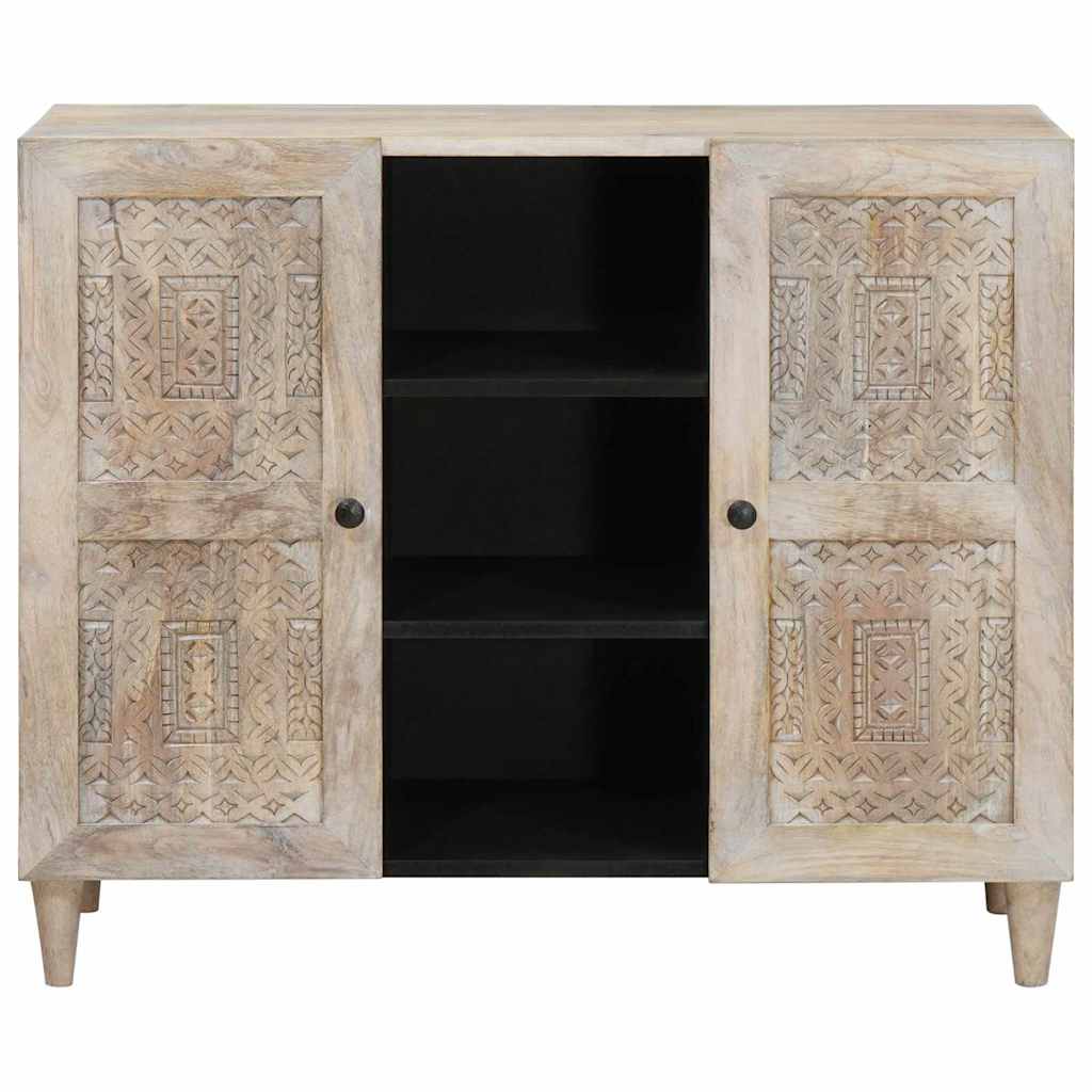 Buffet Blanc Blanchi 90 x 33 x 75 cm Bois de mangue massif