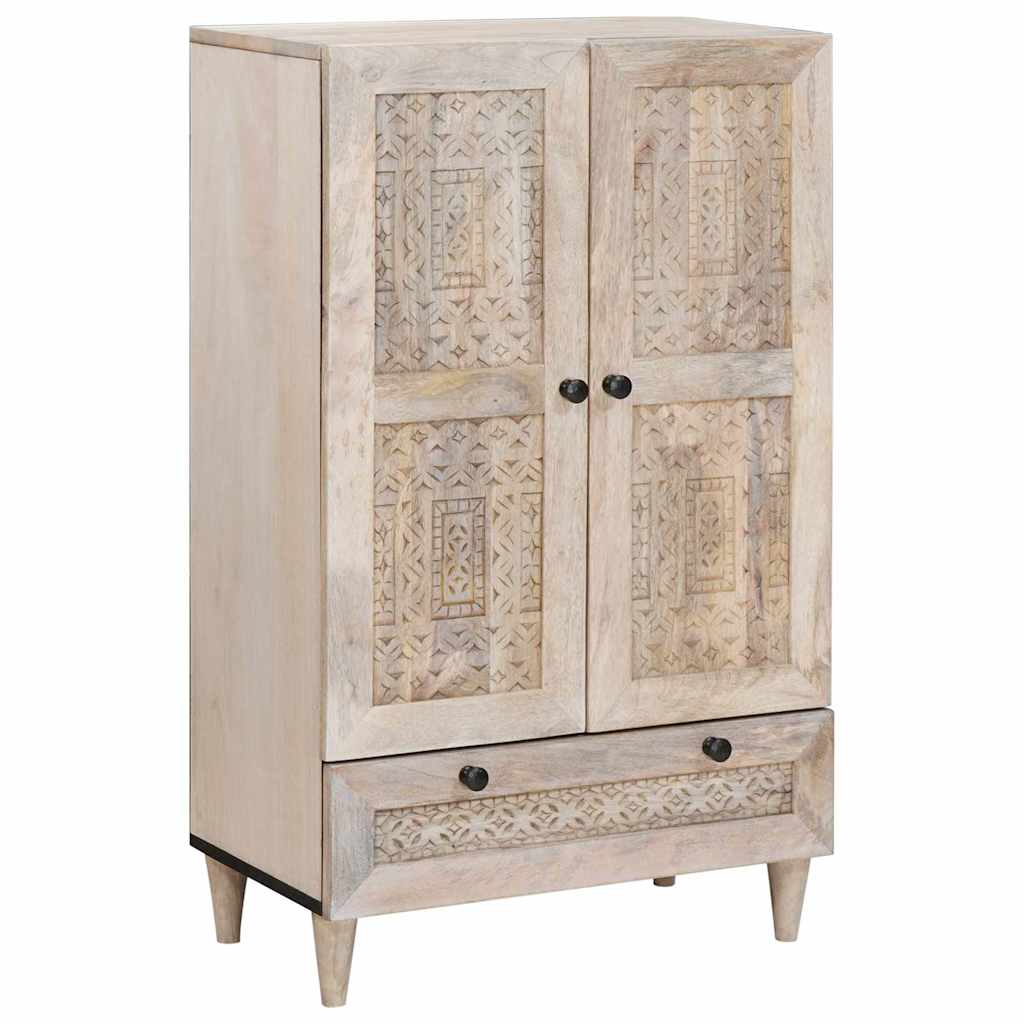 Haut Armoire Blanc 60 x 33 x 100 cm bois de manguier massif - XIOS