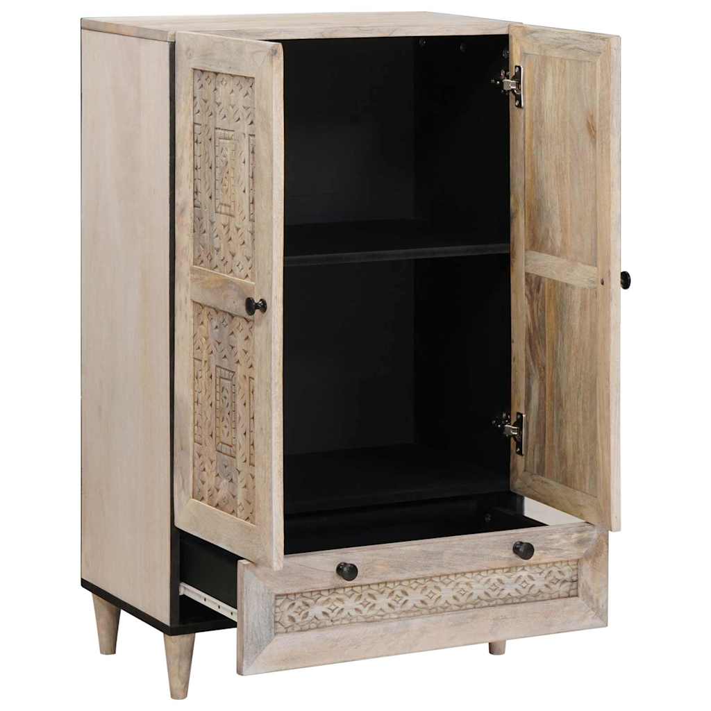 Haut Armoire Blanc 60 x 33 x 100 cm bois de manguier massif - XIOS