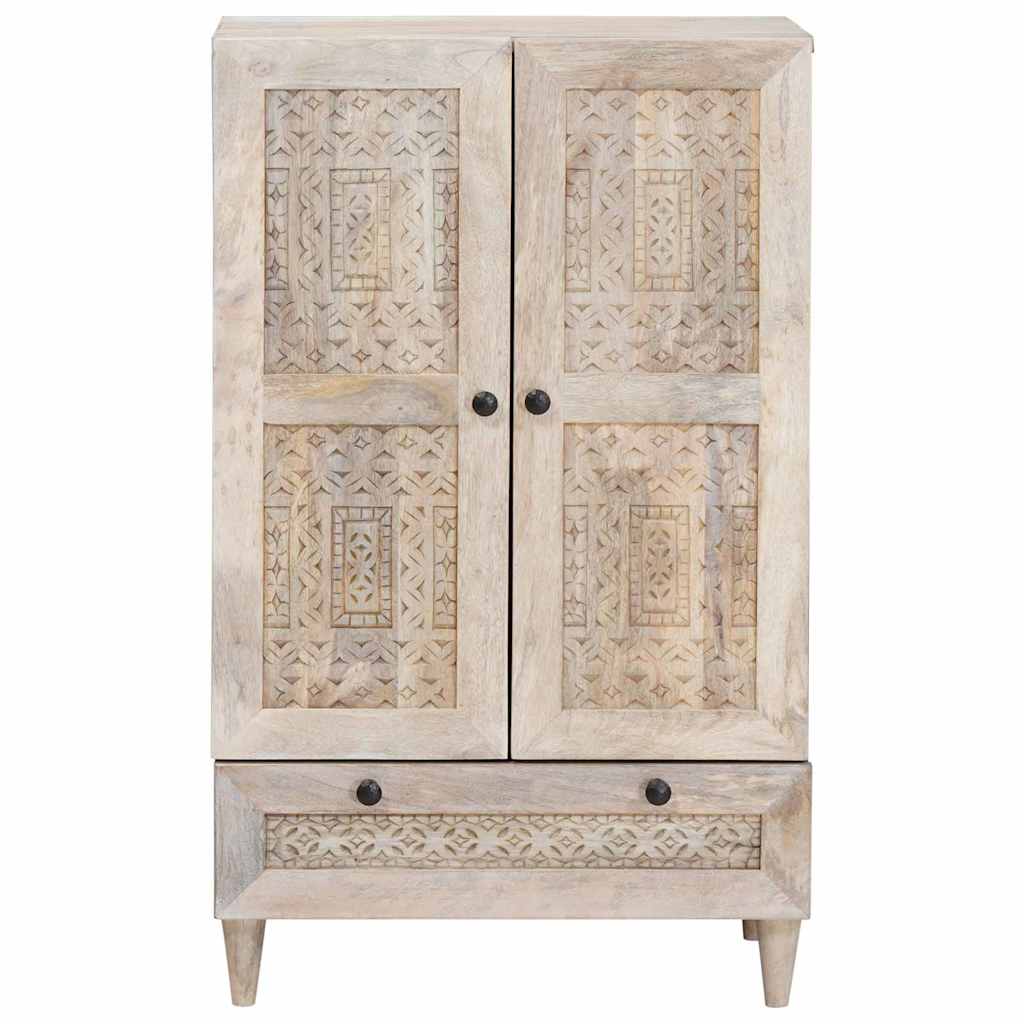 Haut Armoire Blanc 60 x 33 x 100 cm bois de manguier massif - XIOS