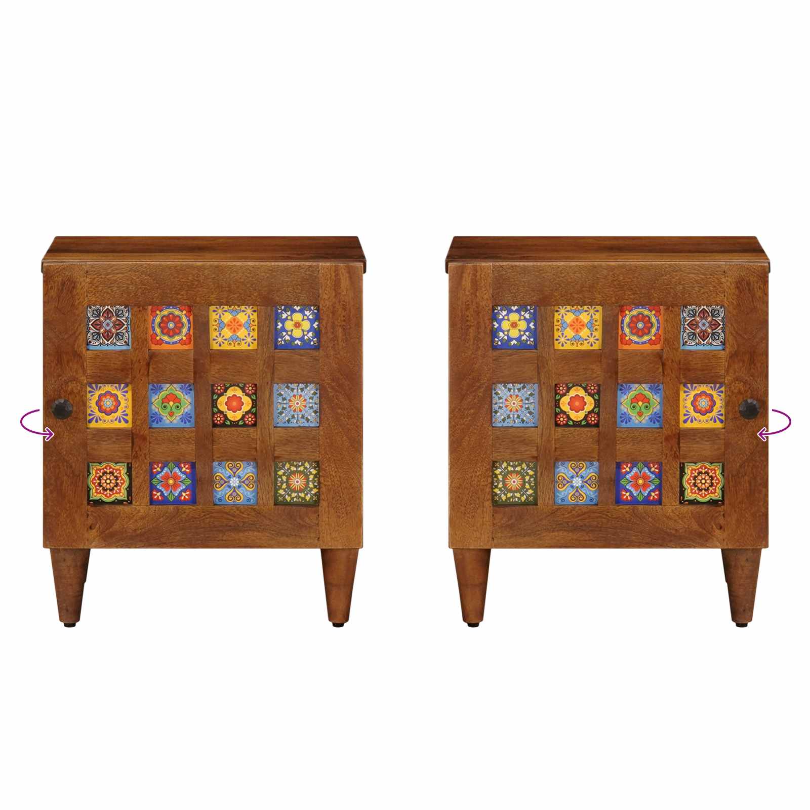 Cabinet de chevet Marron 40 x 33 x 46 cm Bois de mangue massif - XIOS