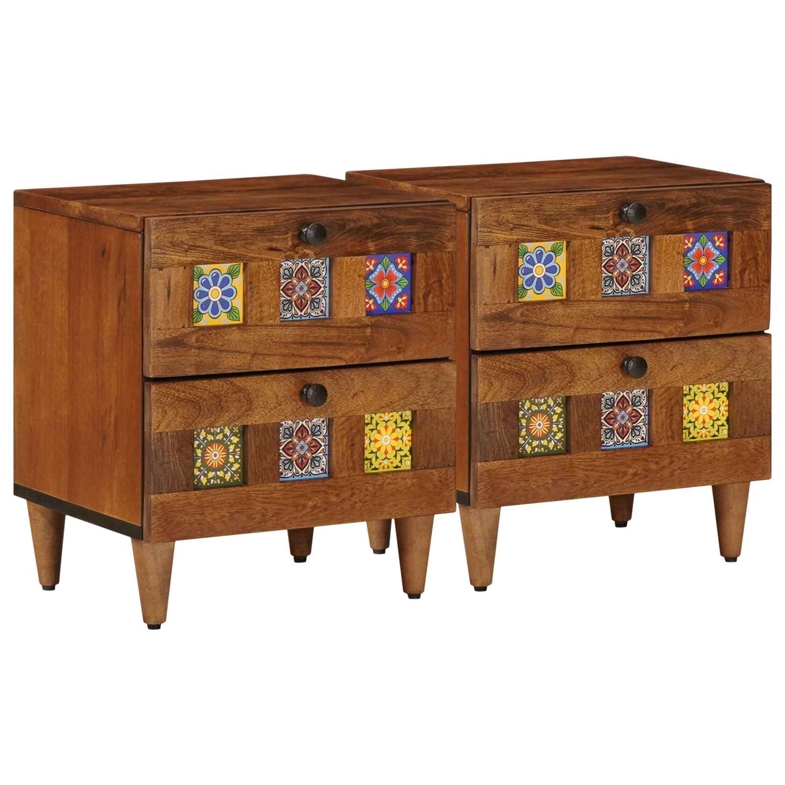 Cabinet de chevet avec tiroir 2 pcs Marron 40 x 33 x 46 cm - XIOS