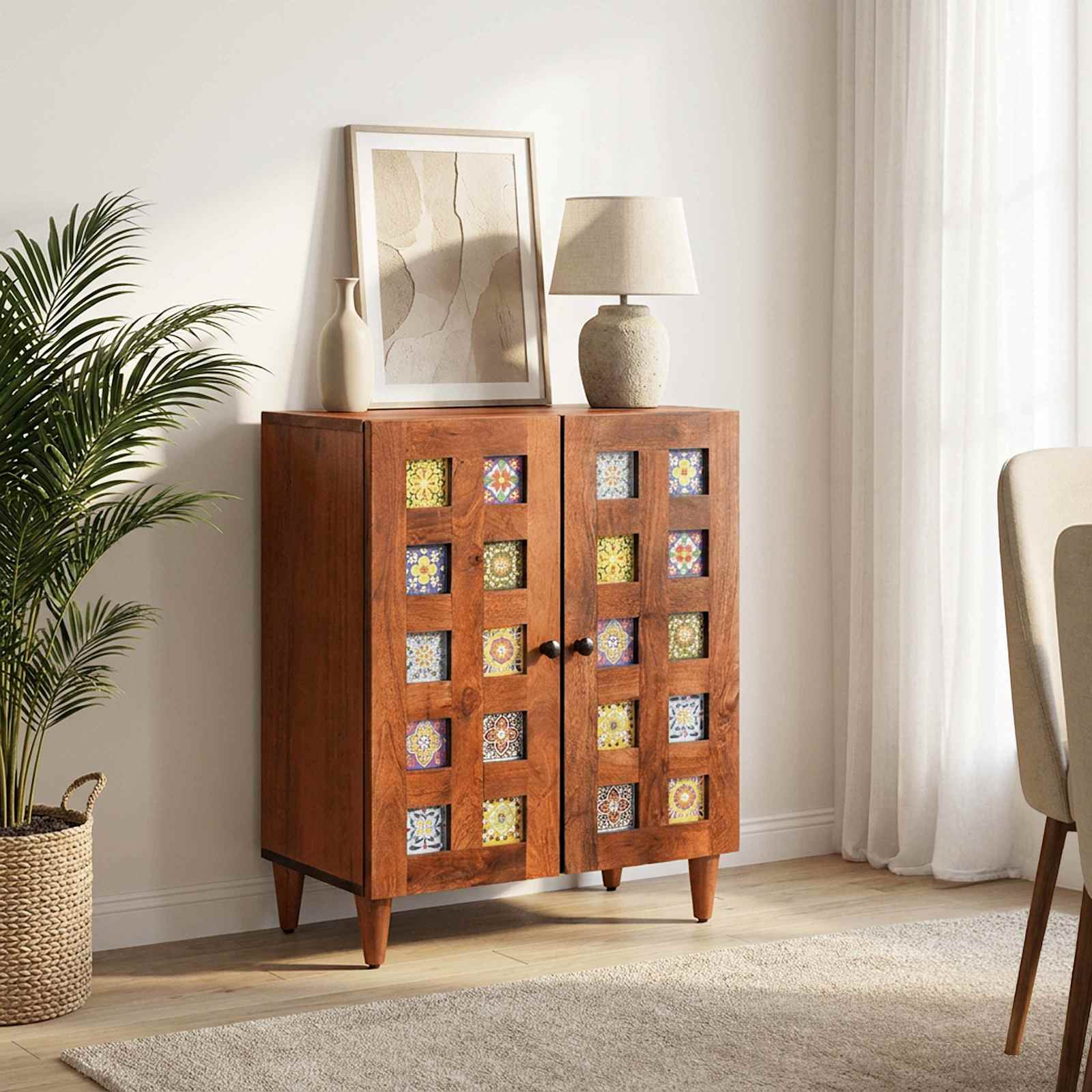 Buffet 60 x 33 x 75 cm Bois de mangue massif Noyer