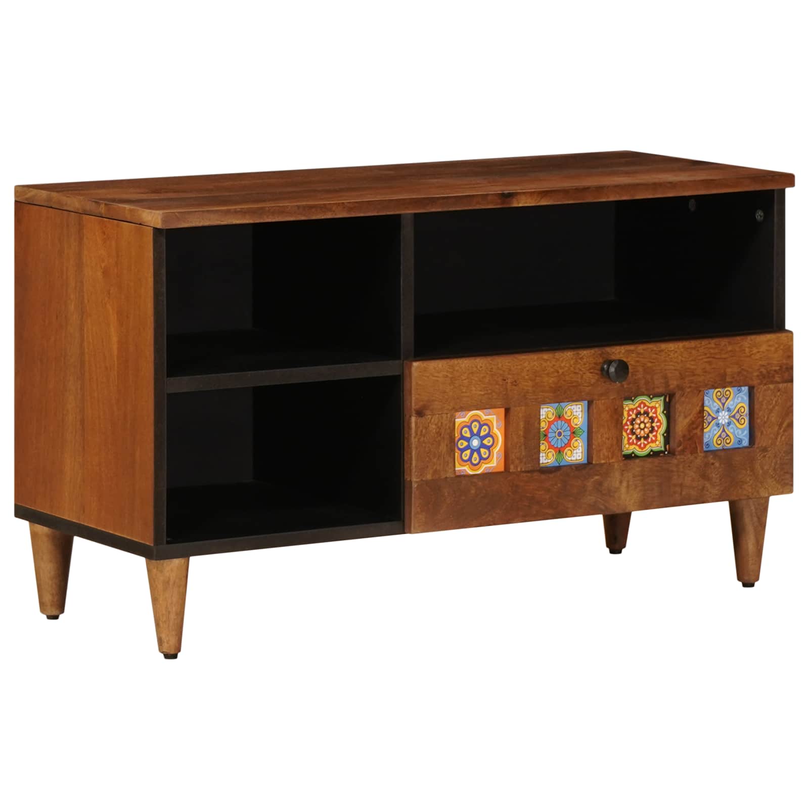 Meuble TV Noyer 80 x 33 x 46 cm Bois de mangue massif - XIOS