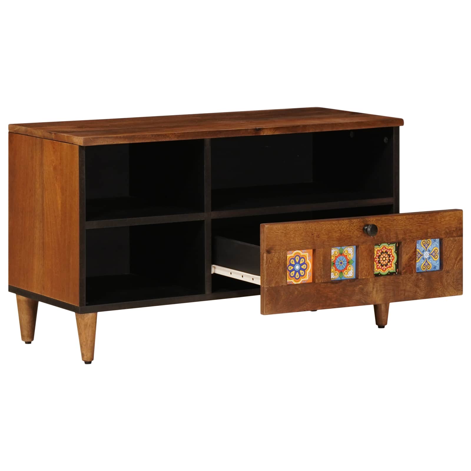 Meuble TV Noyer 80 x 33 x 46 cm Bois de mangue massif - XIOS