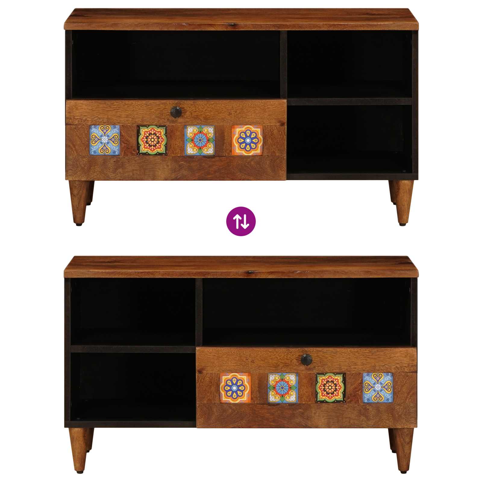 Meuble TV Noyer 80 x 33 x 46 cm Bois de mangue massif - XIOS