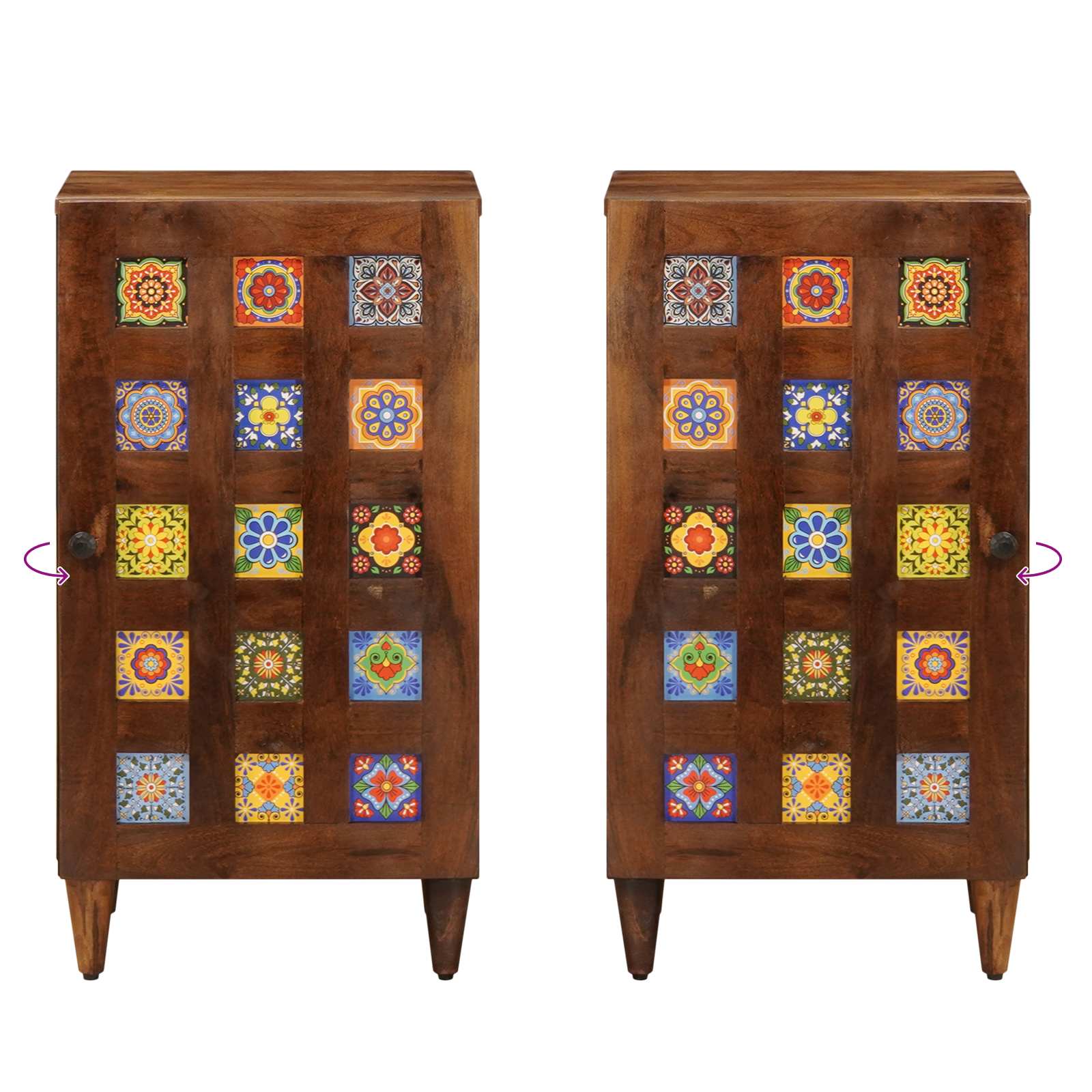 Buffet avec porte Noyer 40 x 33 x 75 cm Bois de mangue massif - XIOS