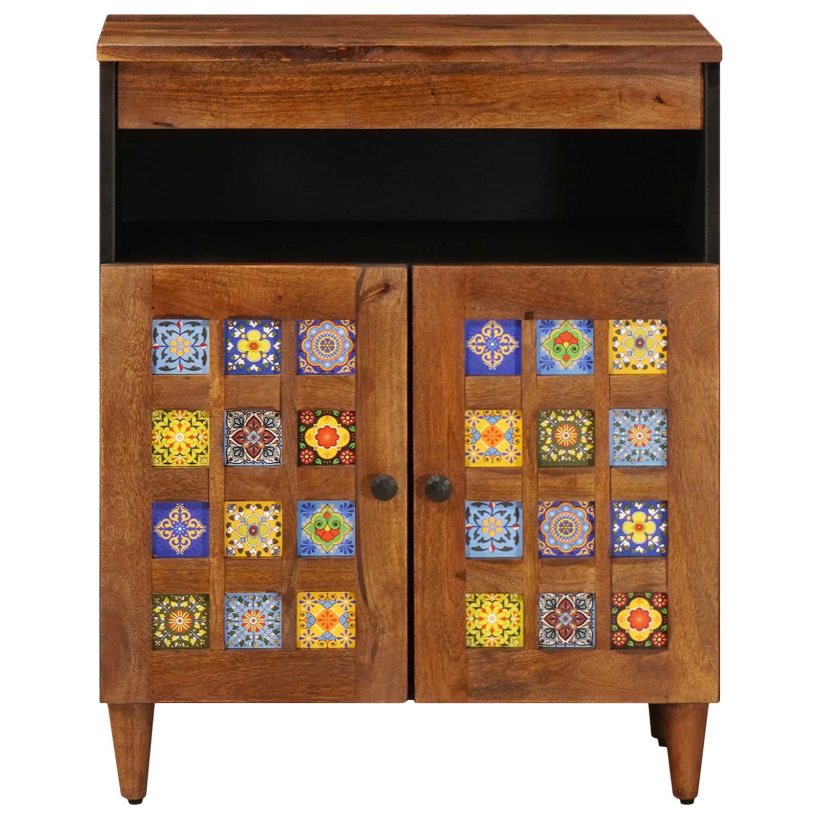 Buffet avec porte Noyer 60 x 33 x 75 cm Bois de mangue massif - XIOS
