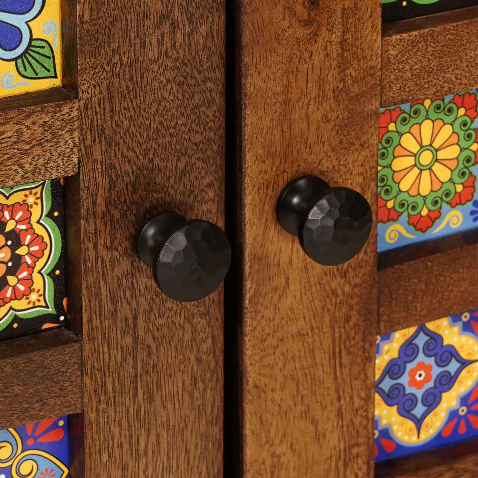 Buffet avec porte Noyer 60 x 33 x 75 cm Bois de mangue massif - XIOS