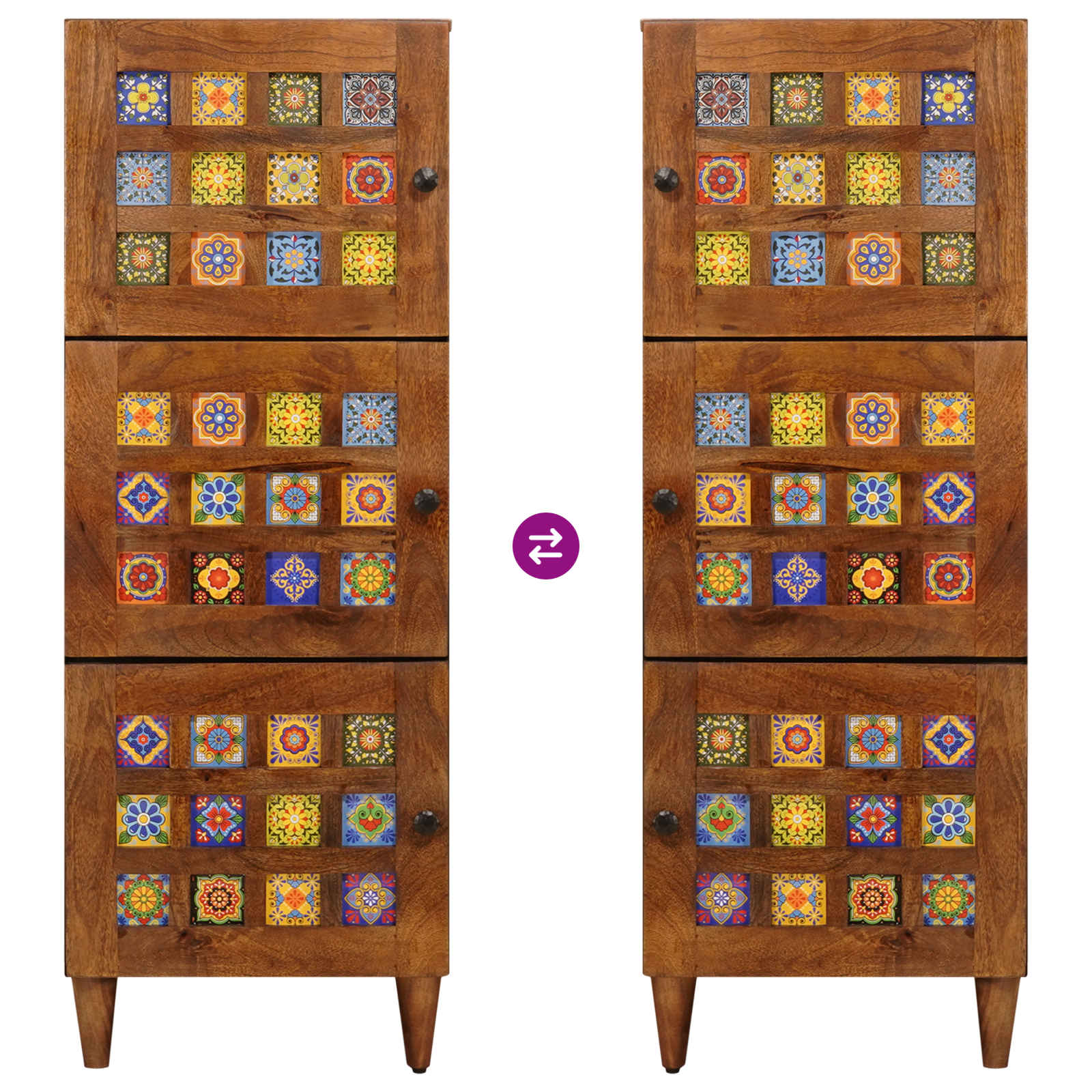 Haut Armoire Noyer 40 x 33 x 110 cm Bois de mangue massif